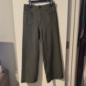 Anthropologie Maeve Colette Cropped Utility Trousers in Olive Green